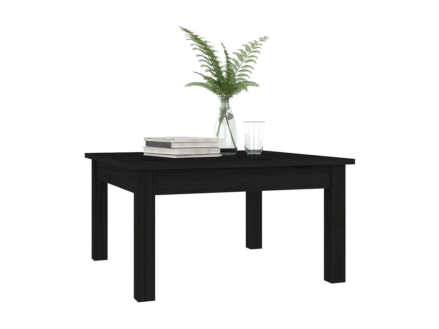 Couchtisch Beistelltisch Schwarz 55x55x30 cm Massivholz Kiefer -MN94008