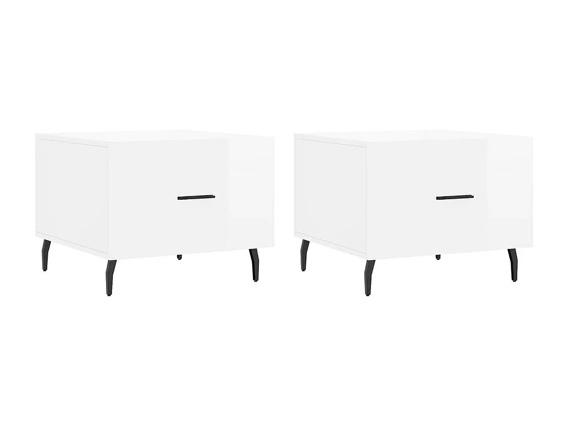 2er-Set Couchtische Beistelltisch Hochglanz-Weiß 50x50x40 cm Holzwerkstoff -MN44349