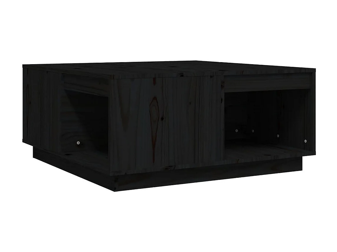 Couchtisch Beistelltisch Schwarz 80x81x36,5 cm Massivholz Kiefer -MN47988