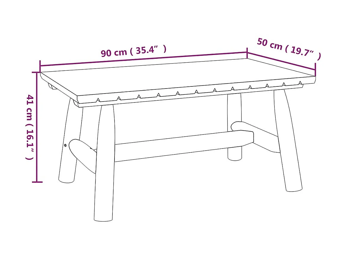 Couchtisch Beistelltisch 90x50x41 cm Massivholz Fichte -MN59431