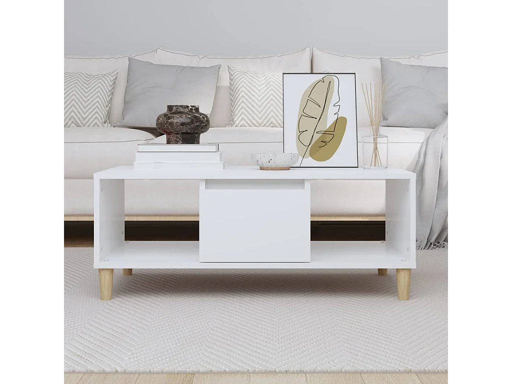 Couchtisch Beistelltisch Weiß 90x50x36,5 cm Holzwerkstoff -MN75379