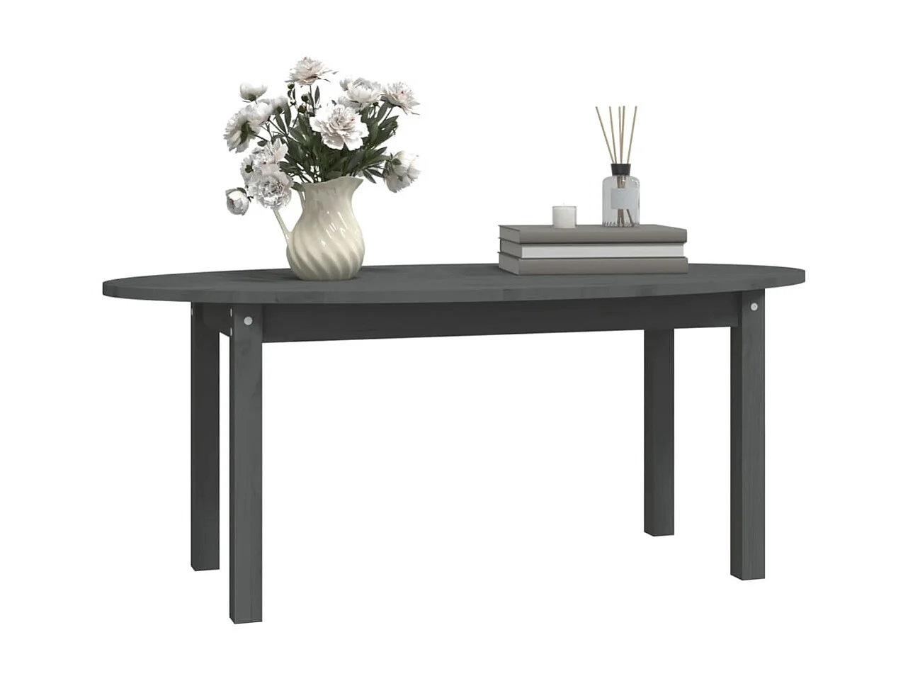 Couchtisch Beistelltisch Grau 110x55x45 cm Massivholz Kiefer -MN64984