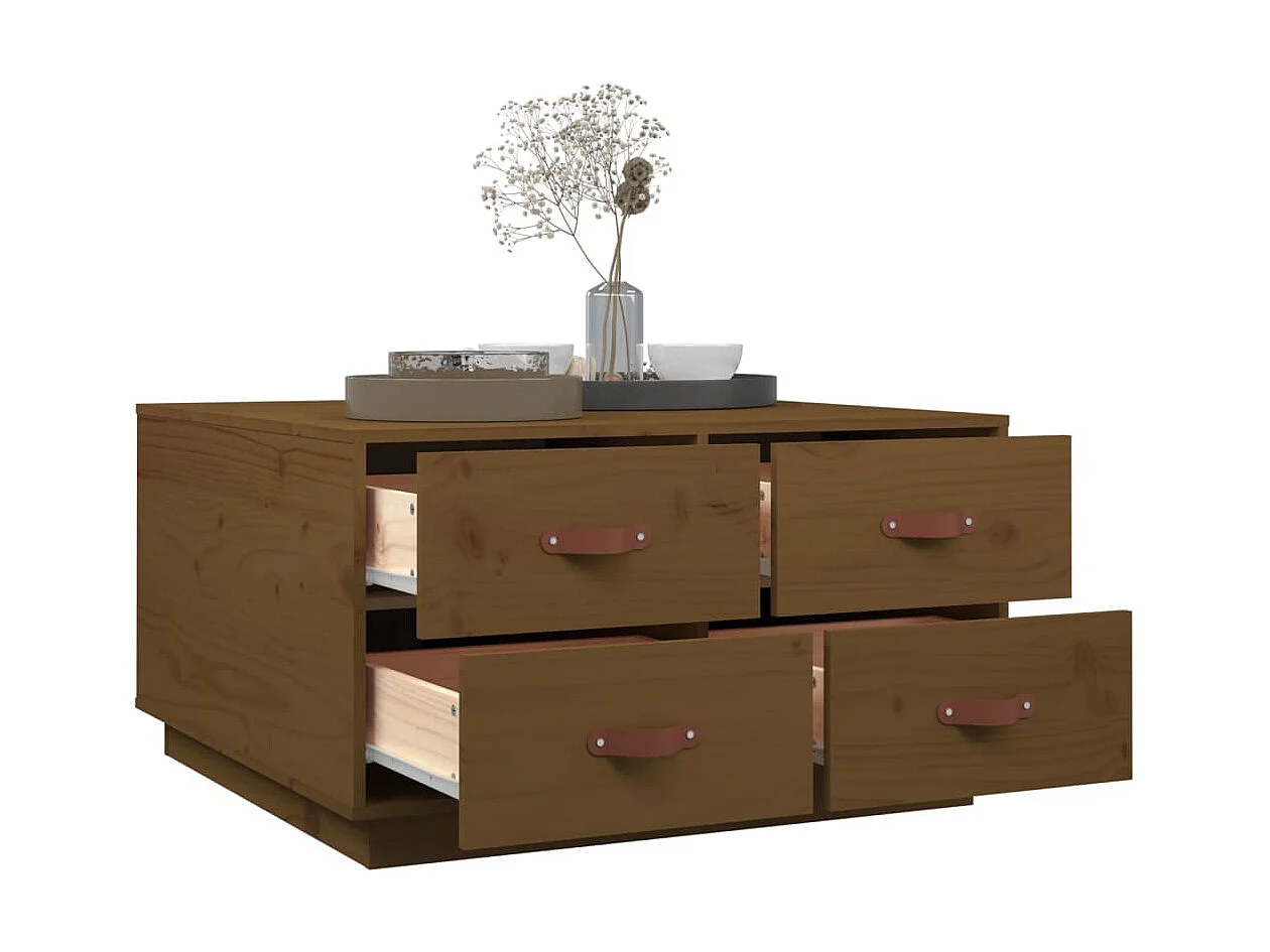 Couchtisch Beistelltisch Honigbraun 80x80x45 cm Massivholz Kiefer -MN64626