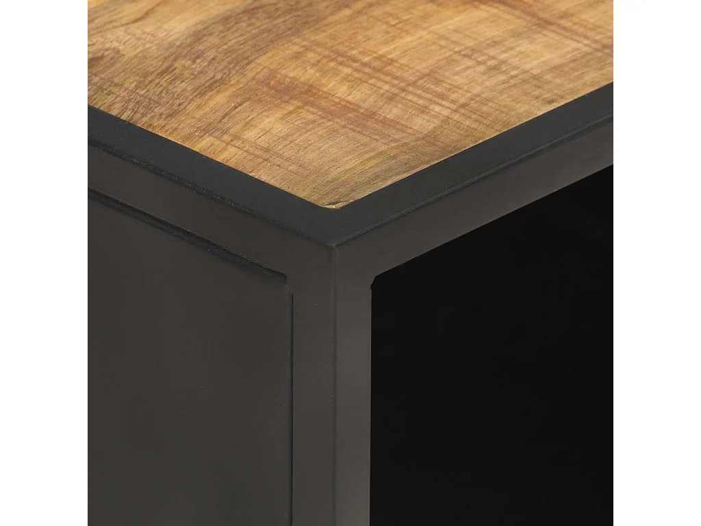 Couchtisch Beistelltisch 90x50x35 cm Raues Mangoholz und Wiener Geflecht -MN32430