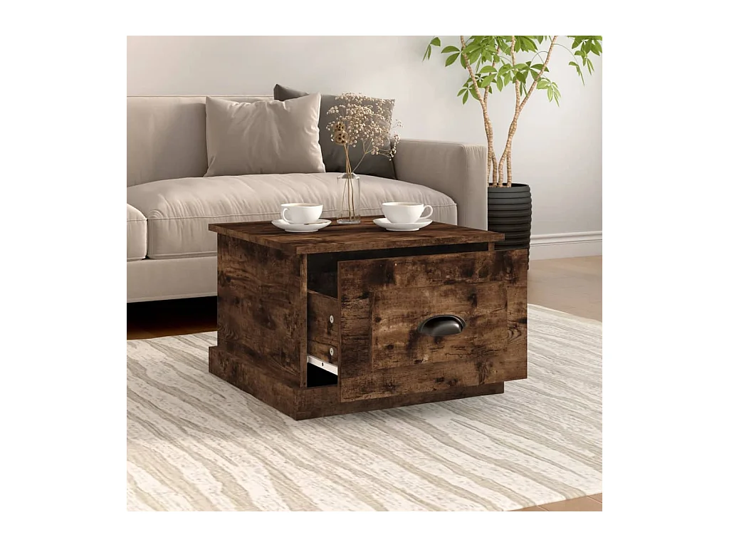 Couchtisch Beistelltisch Räuchereiche 50x50x35 cm Holzwerkstoff -MN40217