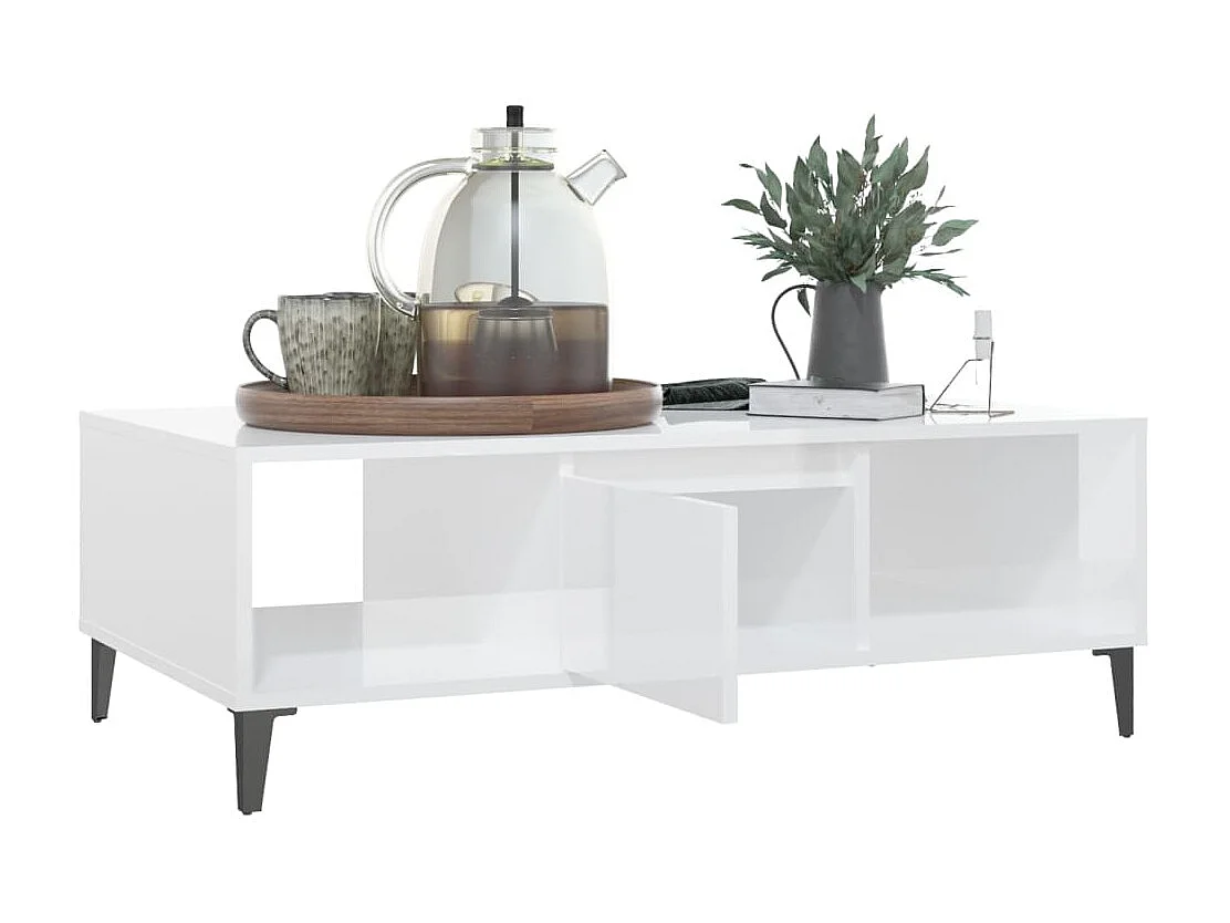 Couchtisch Beistelltisch Hochglanz-Weiß 103,5x60x35 cm Holzwerkstoff -MN34034