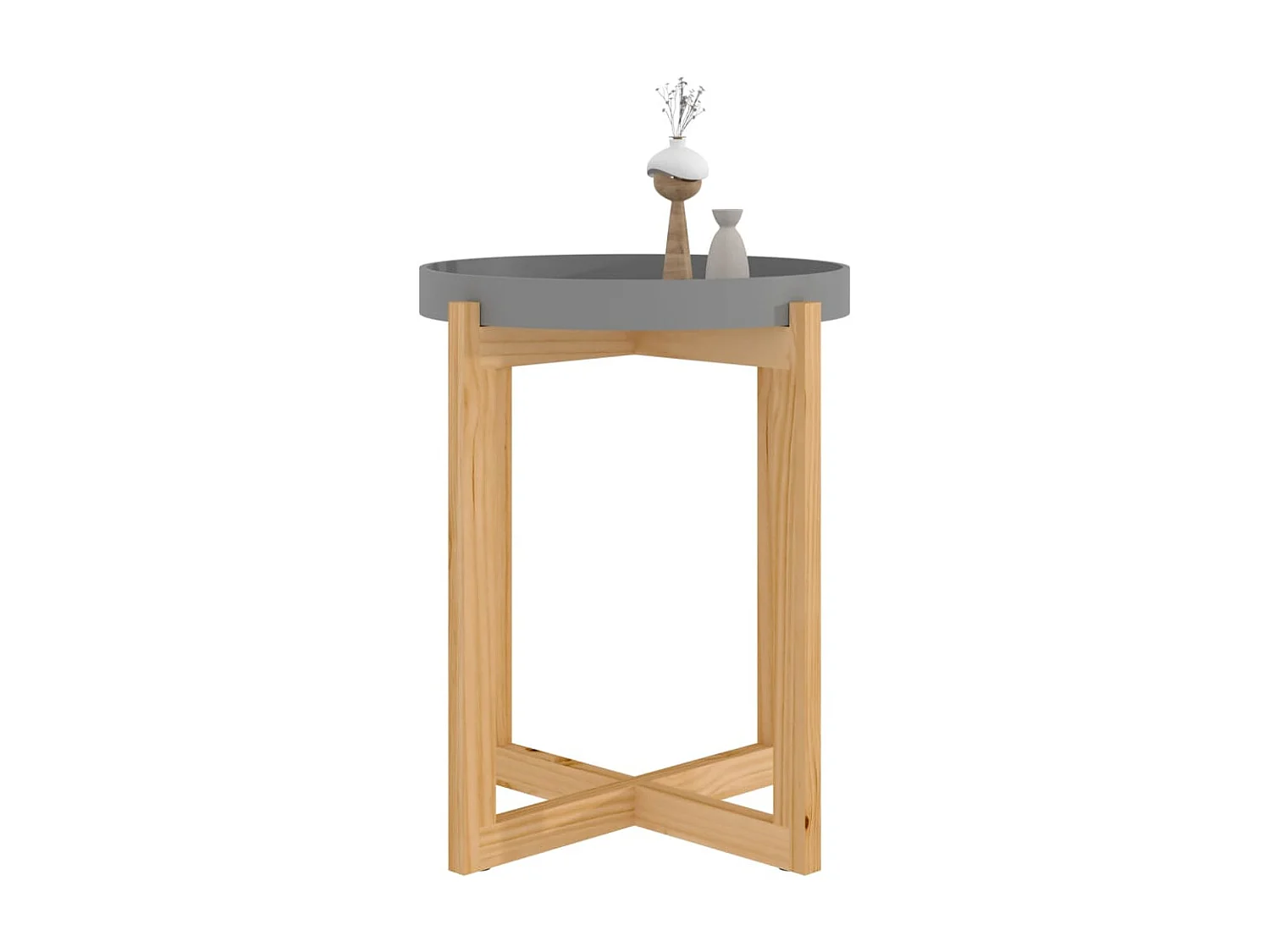 Couchtisch Beistelltisch Grau 41x41x48,5 cm Holzwerkstoff & Massivholz Kiefer -MN77371