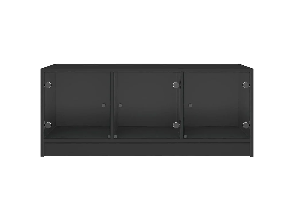 Couchtisch Beistelltisch mit Glastüren Schwarz 102x50x42 cm -MN95354