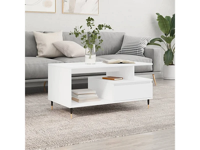 Couchtisch Beistelltisch Weiß 90x49x45 cm Holzwerkstoff -MN29578