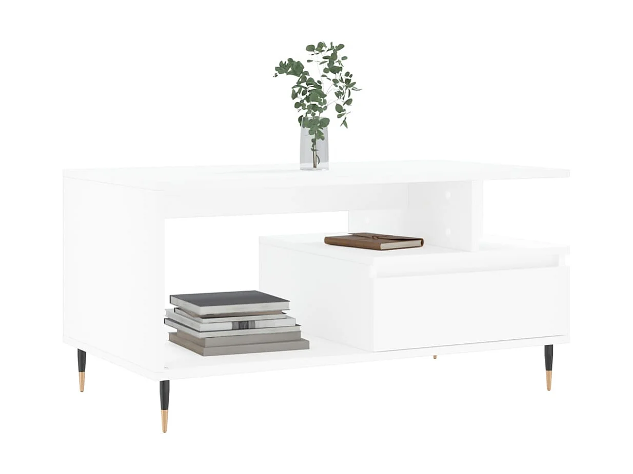 Couchtisch Beistelltisch Weiß 90x49x45 cm Holzwerkstoff -MN29578