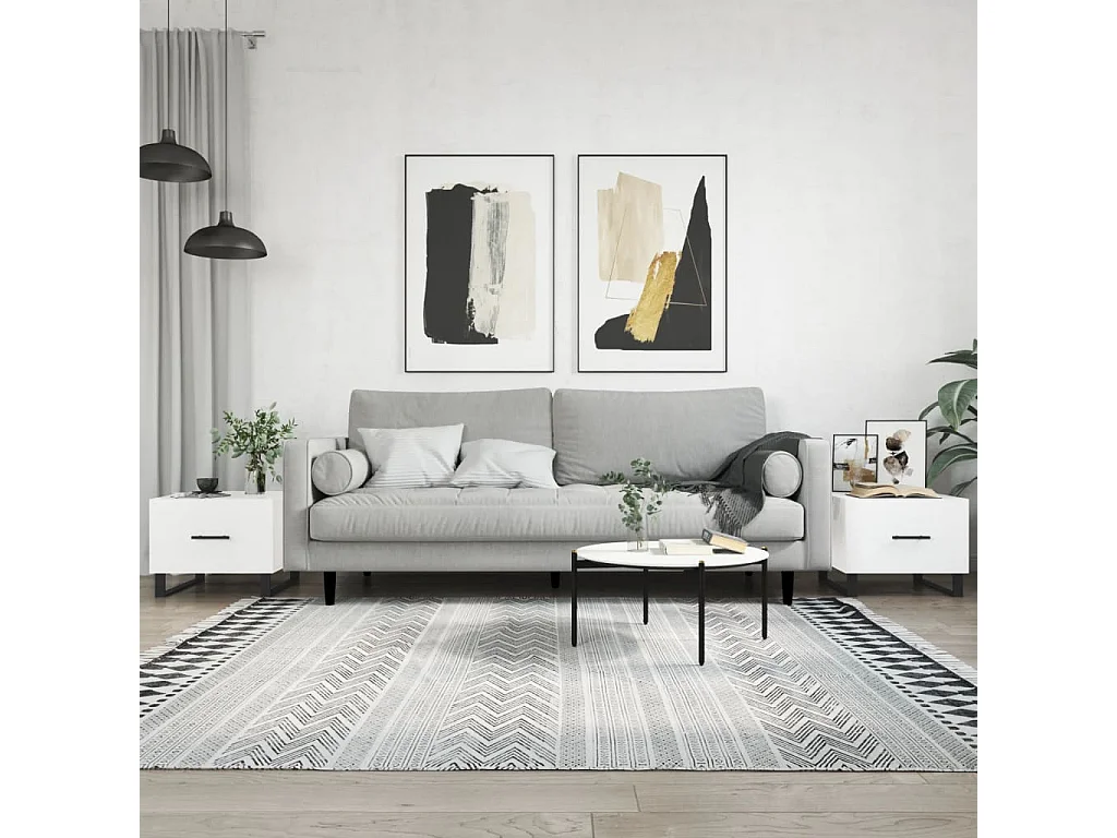 2er-Set Couchtische Beistelltisch Hochglanz-Weiß 50x50x40 cm Holzwerkstoff -MN19452