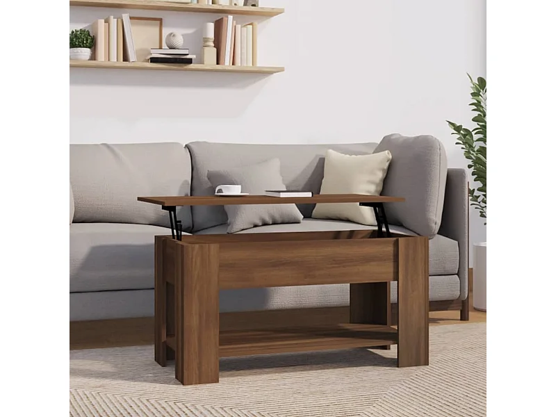 Couchtisch Braun Beistelltisch Eichen-Optik 101x49x52 cm Holzwerkstoff -MN38291