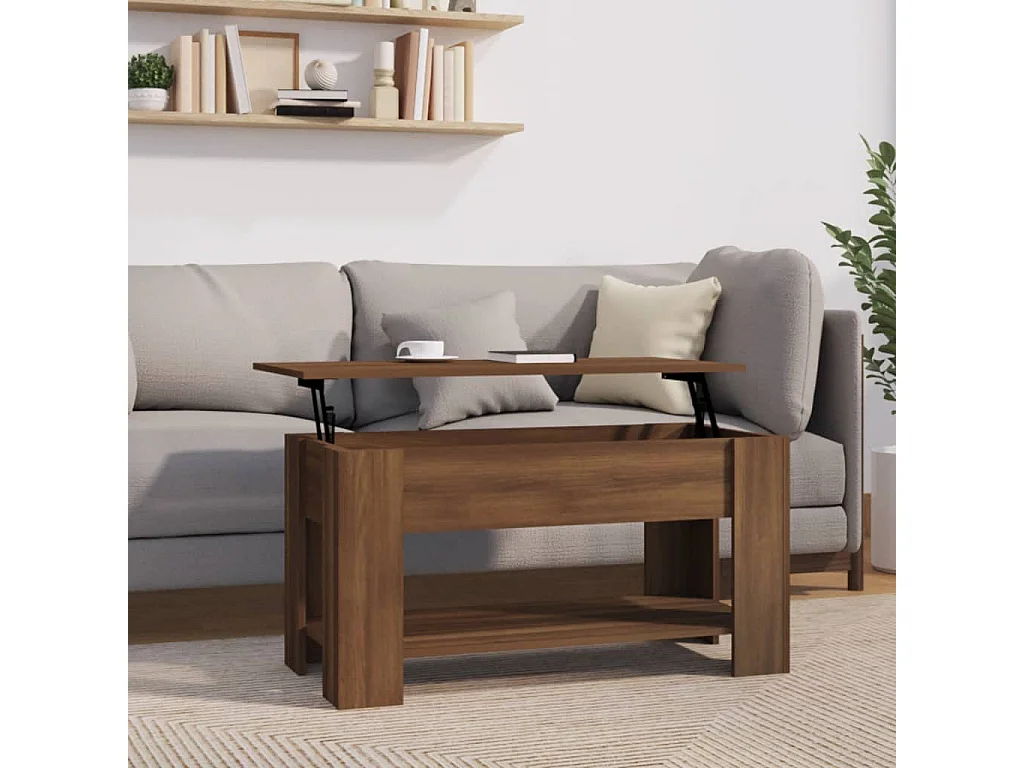 Couchtisch Braun Beistelltisch Eichen-Optik 101x49x52 cm Holzwerkstoff -MN38291