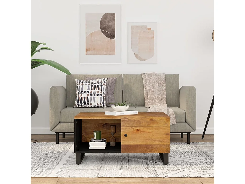 Couchtisch Beistelltisch 80x50x40 cm Massivholz Mango & Holzwerkstoff -MN31098