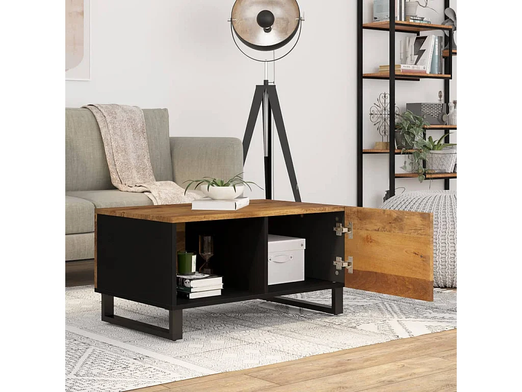 Couchtisch Beistelltisch 80x50x40 cm Massivholz Mango & Holzwerkstoff -MN31098