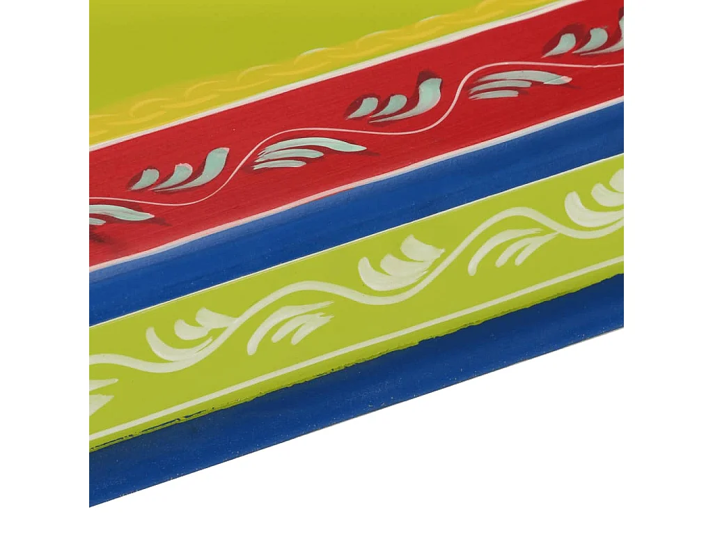 Couchtisch Beistelltisch Grün Handbemalt Massivholz Mango -MN54247