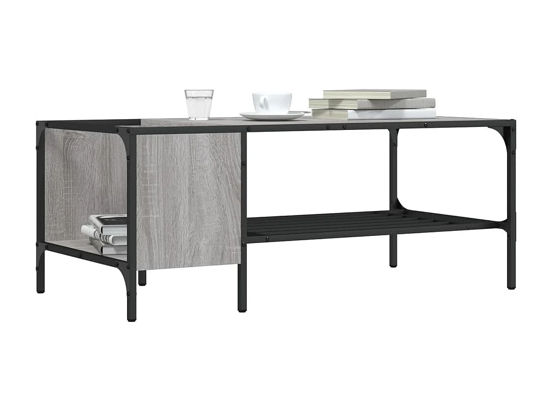 Couchtisch Beistelltisch mit Regal Grau Sonoma 100x51x40 cm Holzwerkstoff -MN72469