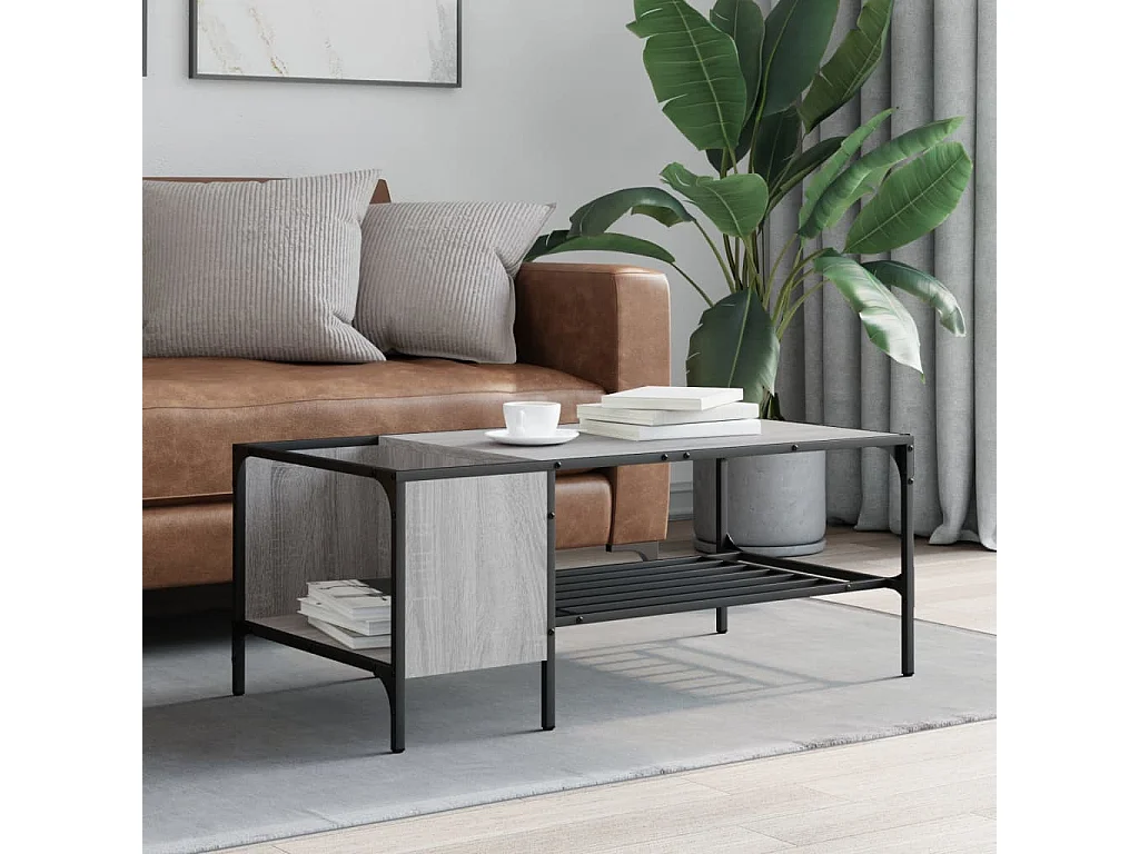 Couchtisch Beistelltisch mit Regal Grau Sonoma 100x51x40 cm Holzwerkstoff -MN72469