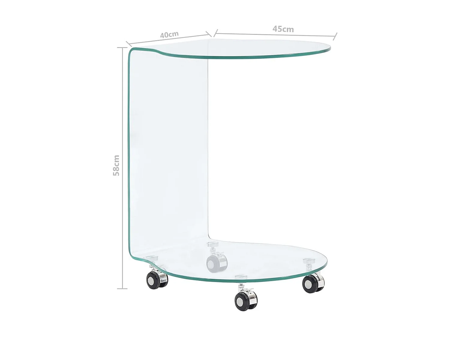 Couchtisch Beistelltisch 45x40x58 cm Hartglas -MN56613