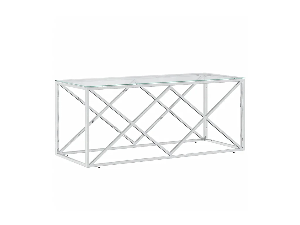 Couchtisch Beistelltisch 110x45x45 cm Edelstahl und Glas -MN90943