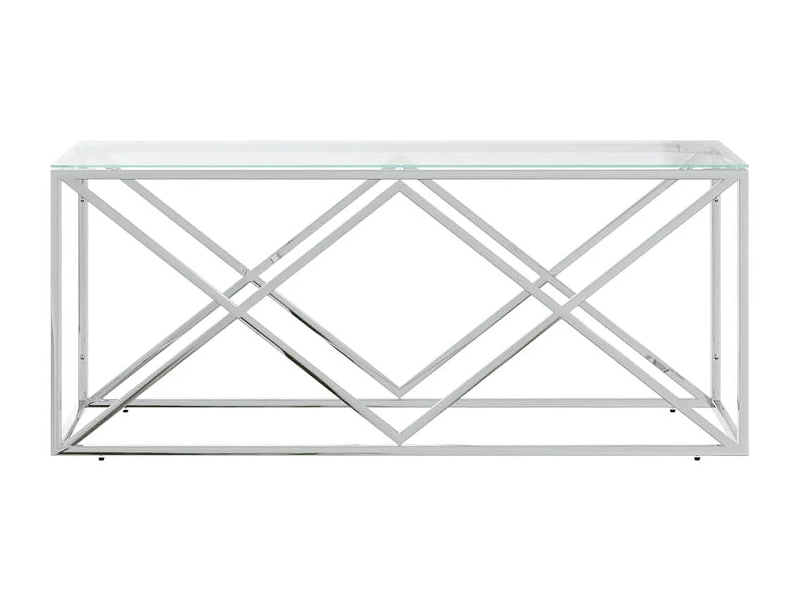 Couchtisch Beistelltisch 110x45x45 cm Edelstahl und Glas -MN90943