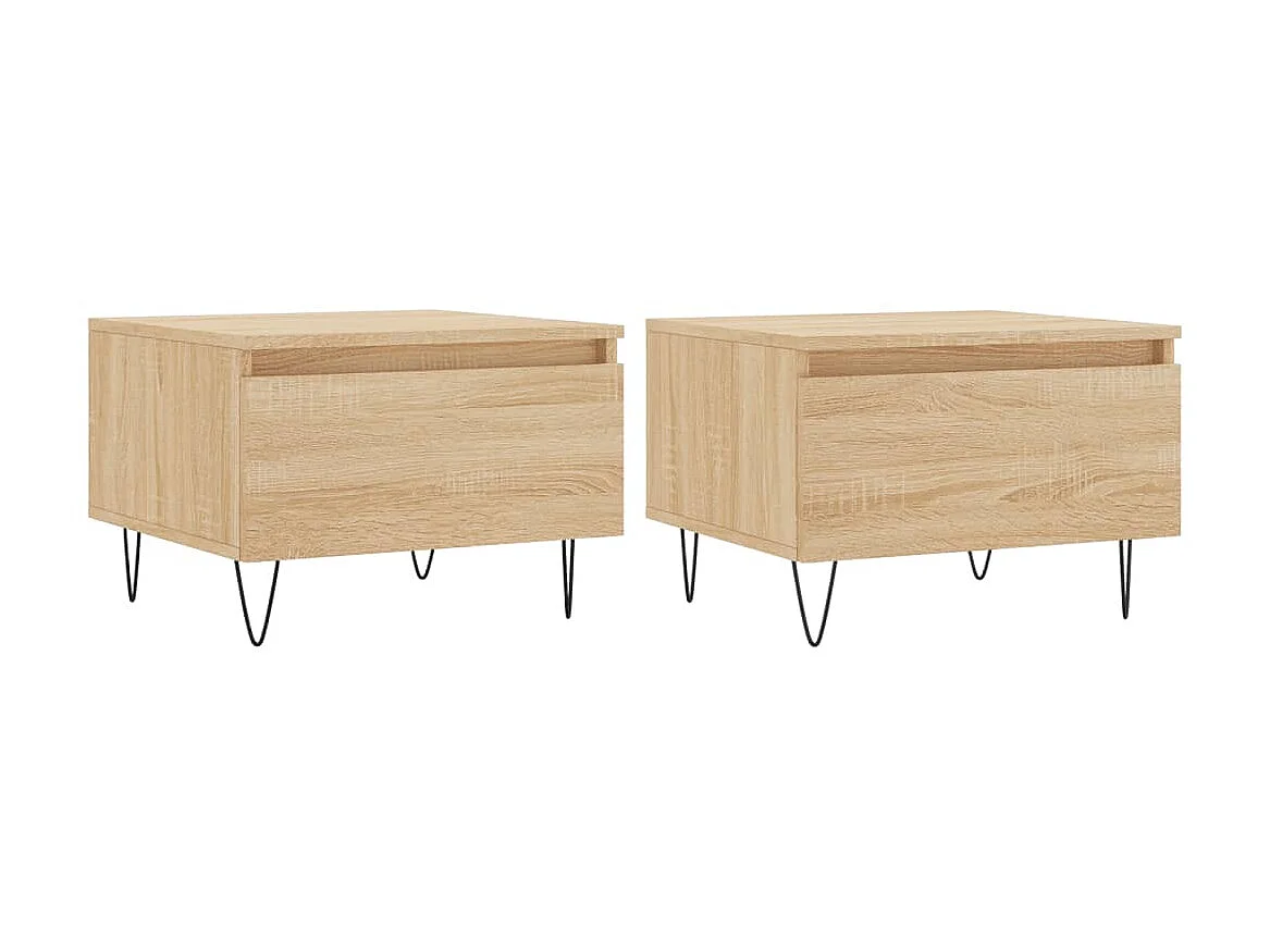 2er-Set Couchtische Beistelltisch Sonoma-Eiche 50x46x35 cm Holzwerkstoff -MN43971