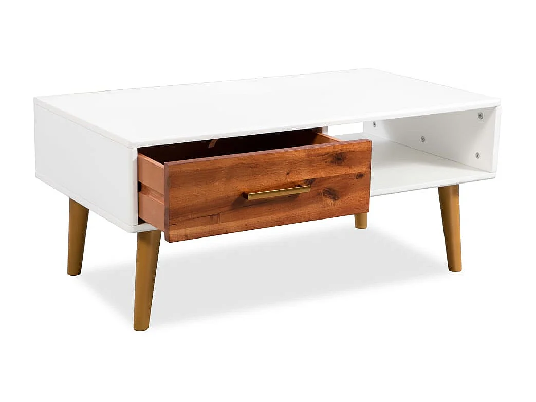 Couchtisch Beistelltisch Akazienholz Massiv 90 x 50 x 40 cm -MN10269