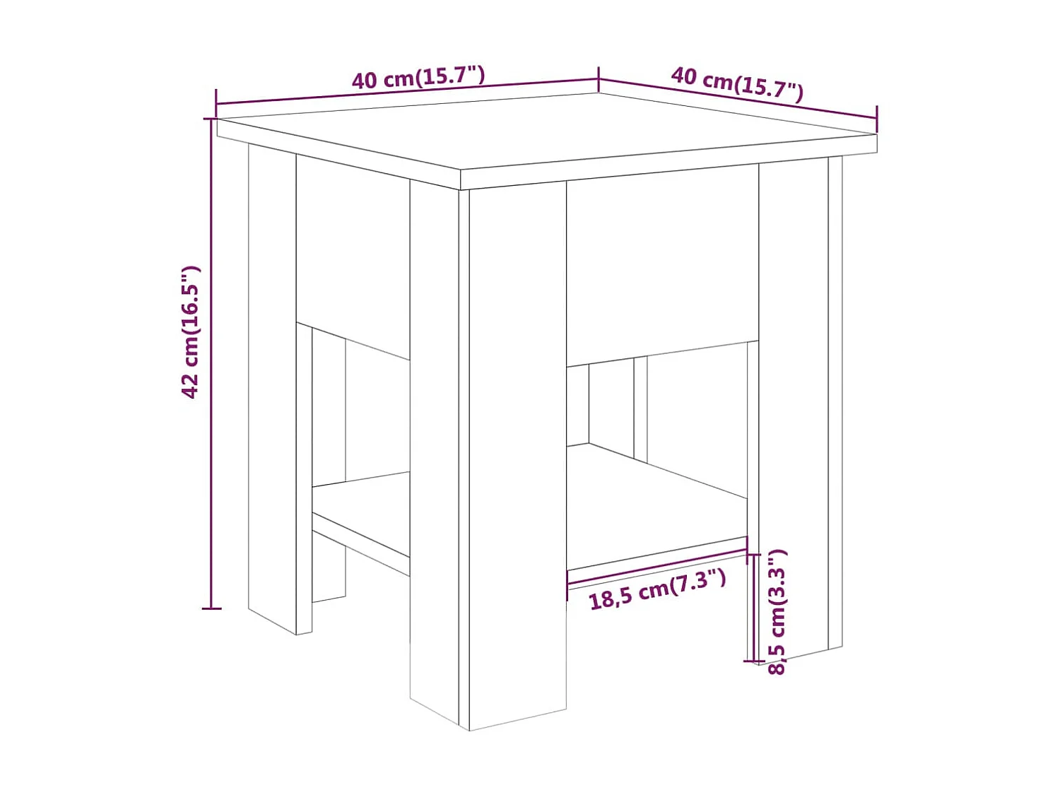 Couchtisch Beistelltisch Schwarz 40x40x42 cm Holzwerkstoff -MN93643