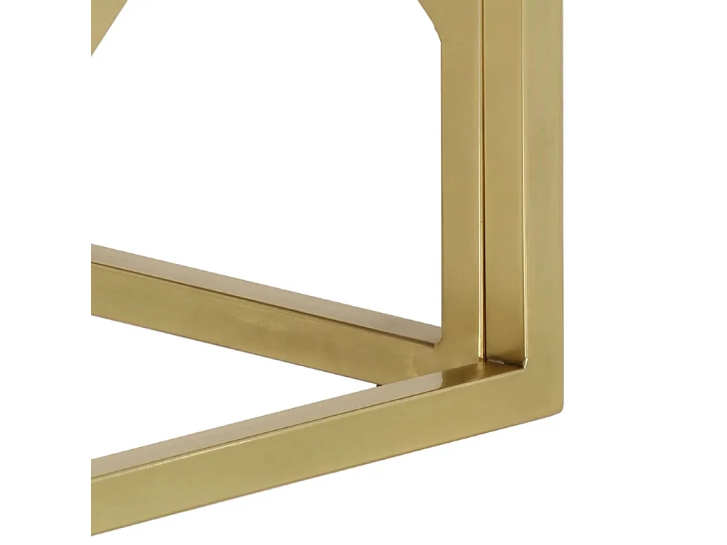 Couchtisch Beistelltisch Golden Edelstahl und Massivholz -MN67776