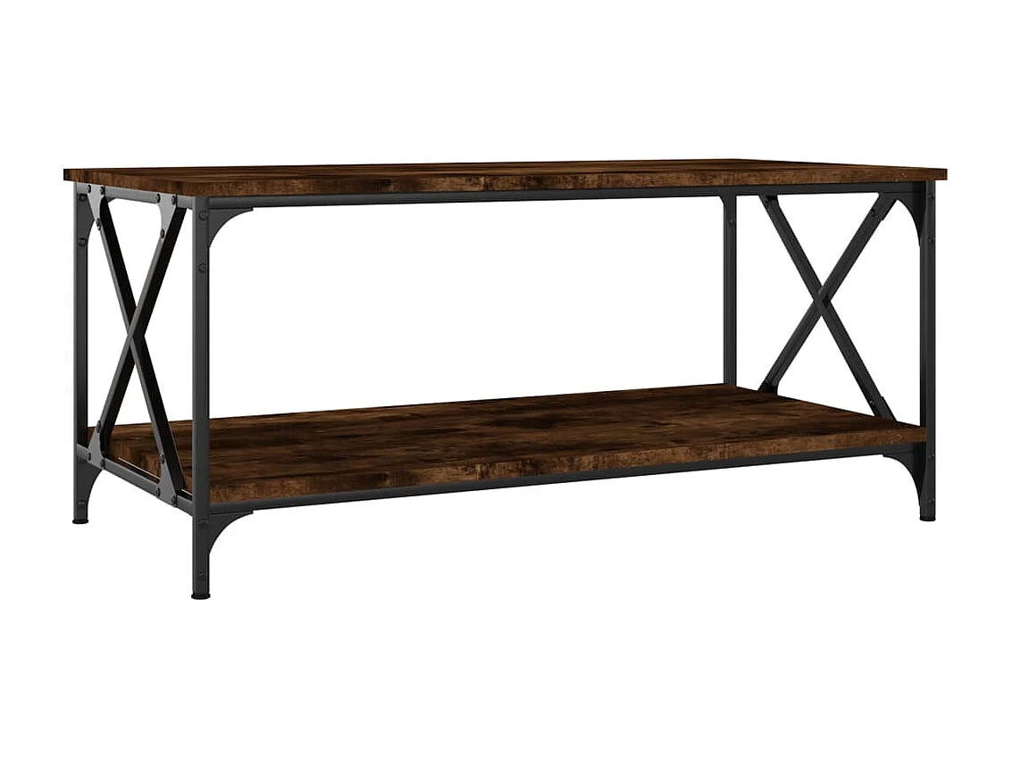 Couchtisch Beistelltisch Räuchereiche 100x50x45 cm Holzwerkstoff und Eisen -MN13556