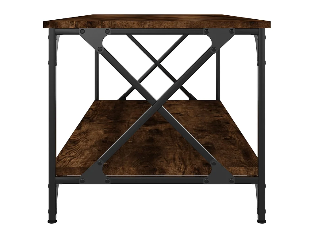 Couchtisch Beistelltisch Räuchereiche 100x50x45 cm Holzwerkstoff und Eisen -MN13556