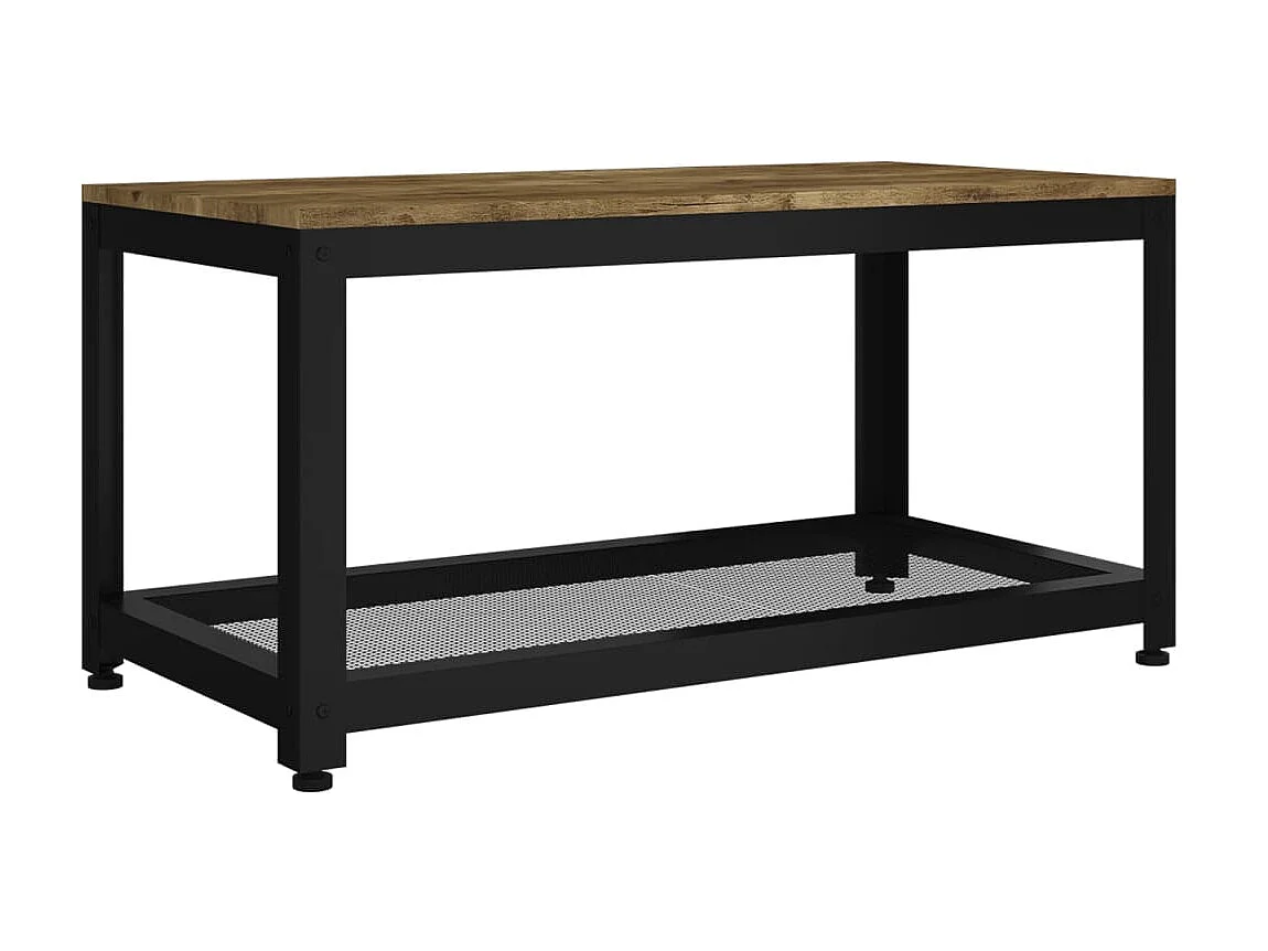 Couchtisch Beistelltisch Dunkelbraun und Schwarz 90x45x45 cm MDF und Eisen -MN46086