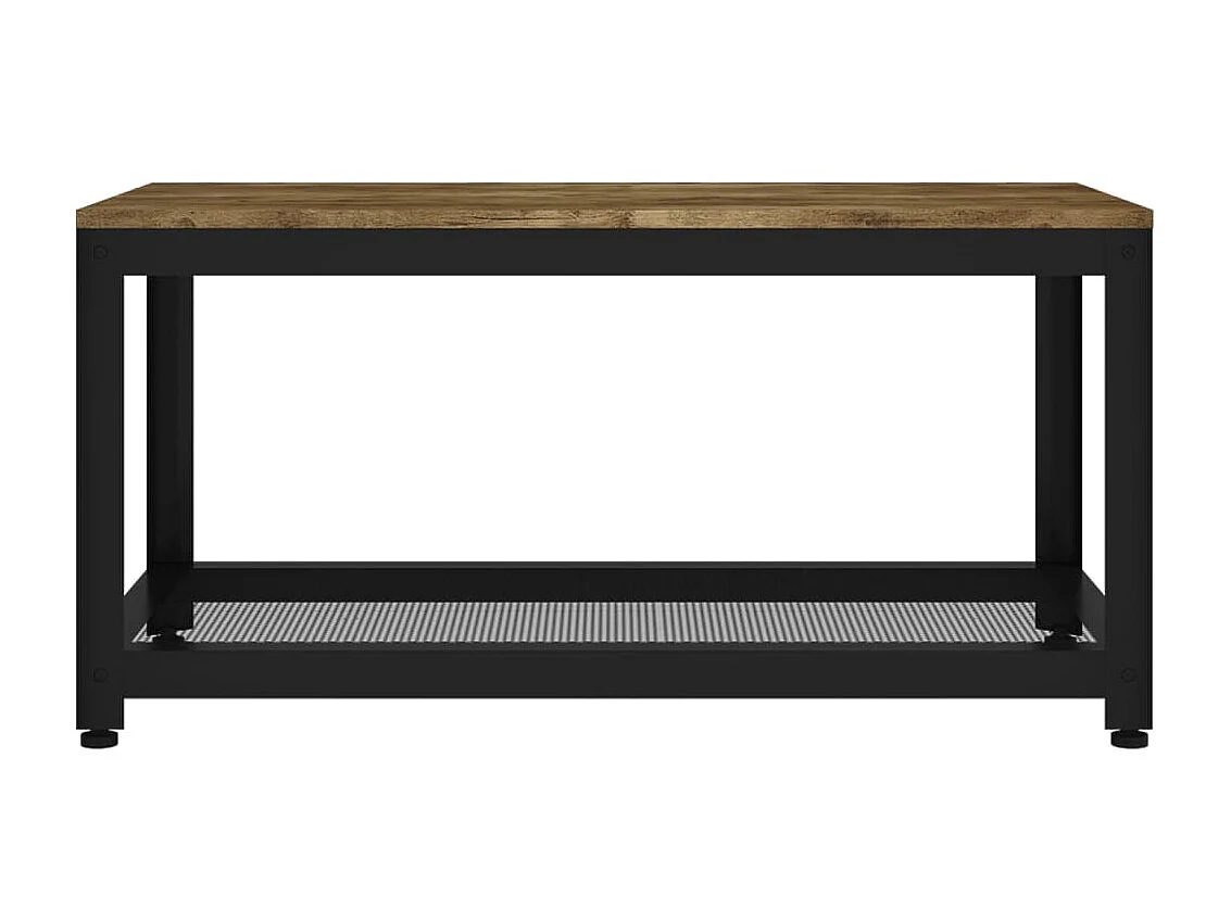 Couchtisch Beistelltisch Dunkelbraun und Schwarz 90x45x45 cm MDF und Eisen -MN46086