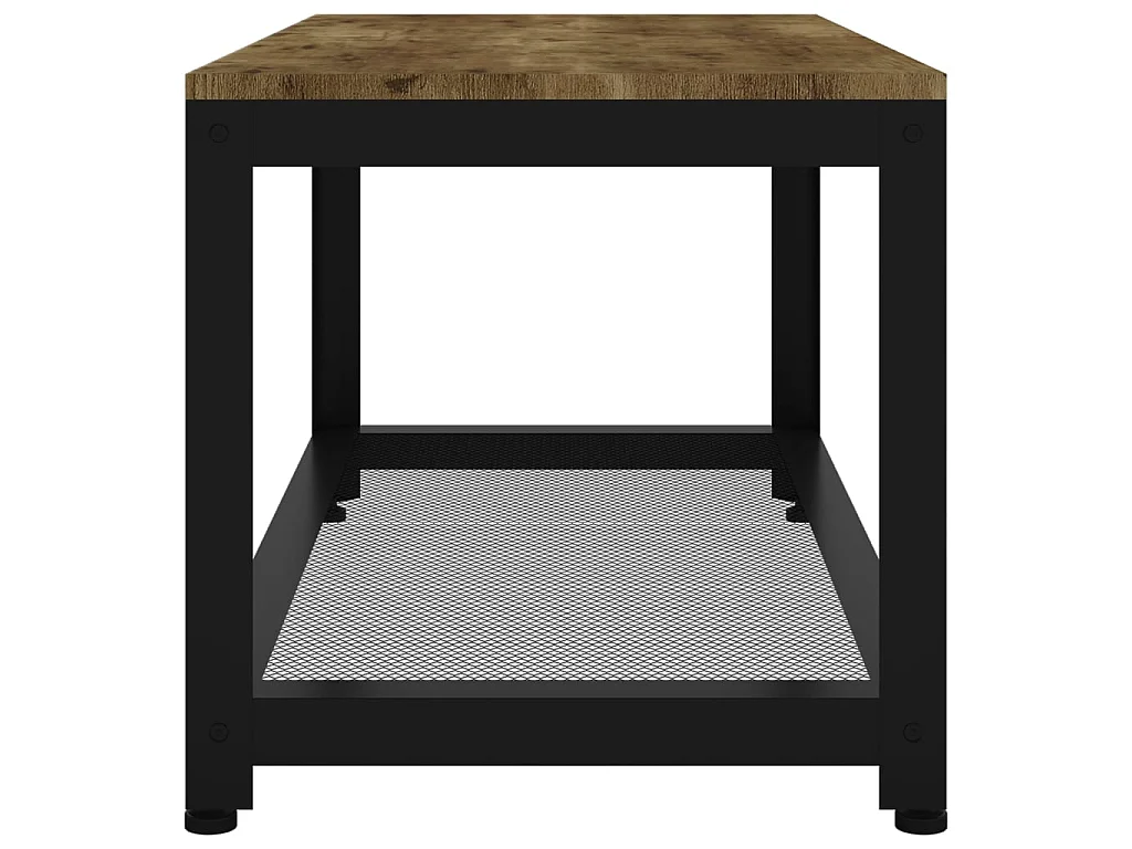 Couchtisch Beistelltisch Dunkelbraun und Schwarz 90x45x45 cm MDF und Eisen -MN46086
