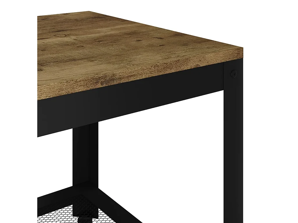 Couchtisch Beistelltisch Dunkelbraun und Schwarz 90x45x45 cm MDF und Eisen -MN46086