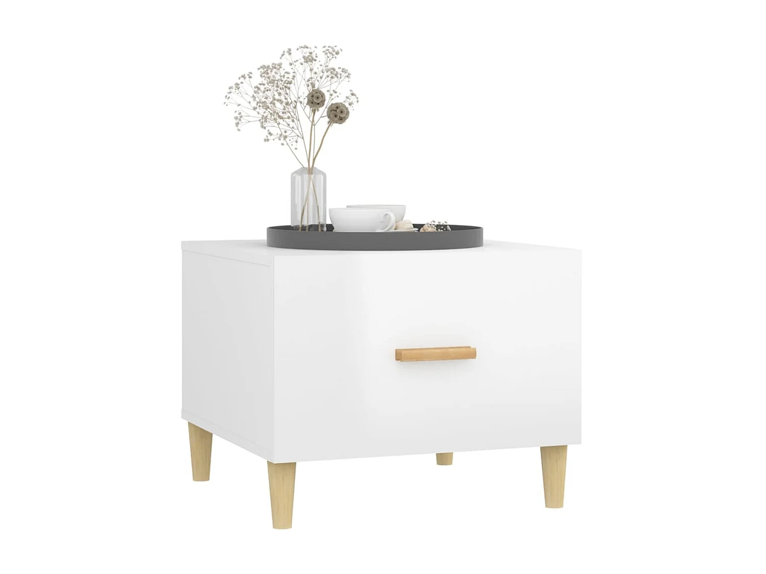 Couchtisch Beistelltisch Hochglanz-Weiß 50x50x40 cm Holzwerkstoff -MN78974