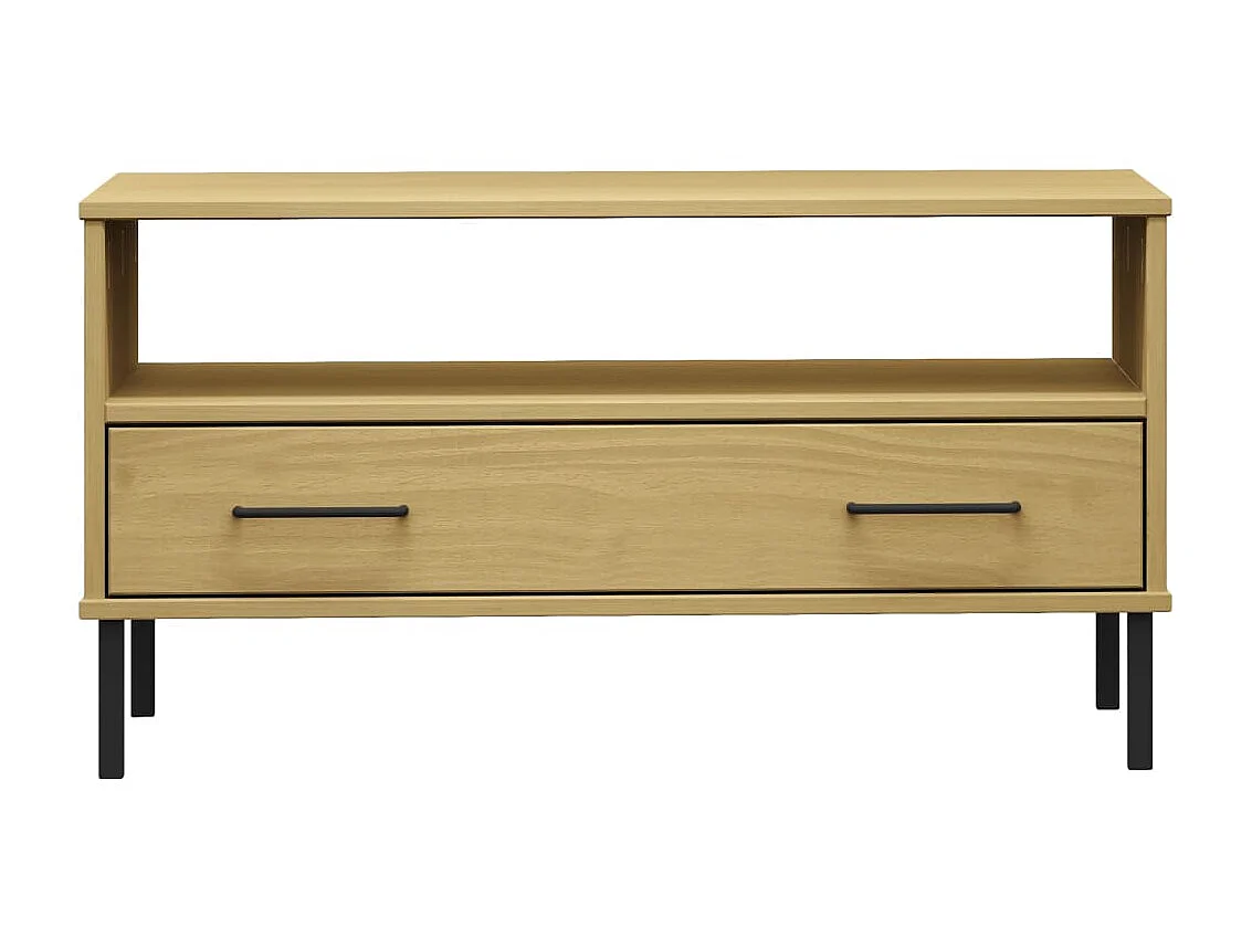 Couchtisch Beistelltisch OSLO mit Metallbeinen Braun 85x50x45 cm Massivholz -MN99617