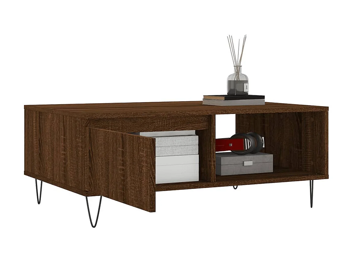 Couchtisch Braun Beistelltisch Eichen-Optik 90x60x35 cm Holzwerkstoff -MN24189