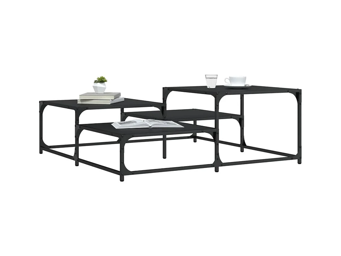 Couchtisch Beistelltisch Schwarz 107x107x40 cm Holzwerkstoff -MN18403