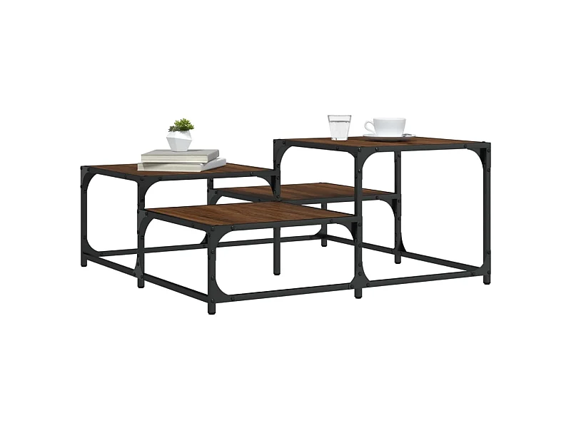 Couchtisch Braun Beistelltisch Eichen-Optik 87,5x87,5x40 cm Holzwerkstoff -MN42191