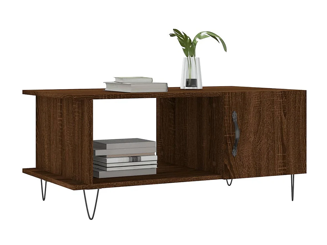 Couchtisch Braun Beistelltisch Eichen-Optik 90x50x40 cm Holzwerkstoff -MN14814