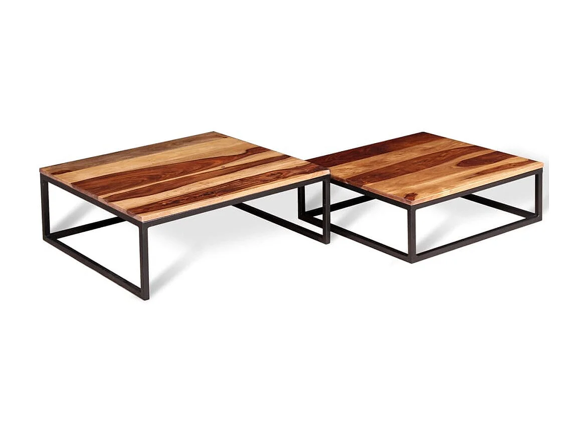 2er Beistelltisch Satztisch-Set Couchtisch Massivholz -MN45959