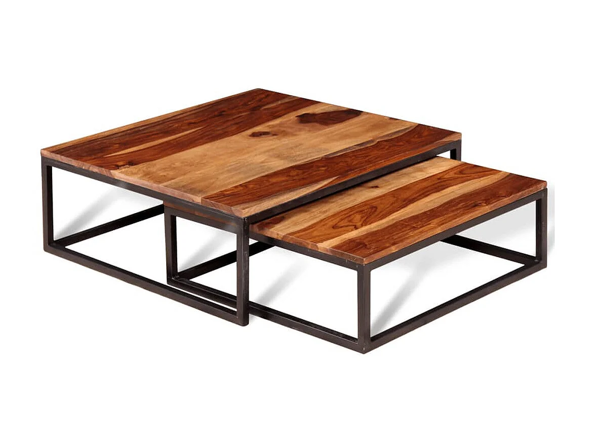 2er Beistelltisch Satztisch-Set Couchtisch Massivholz -MN45959