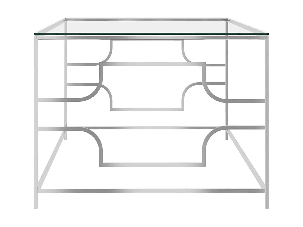 Couchtisch Beistelltisch Silbern 120x60x45 cm Edelstahl und Glas -MN95106