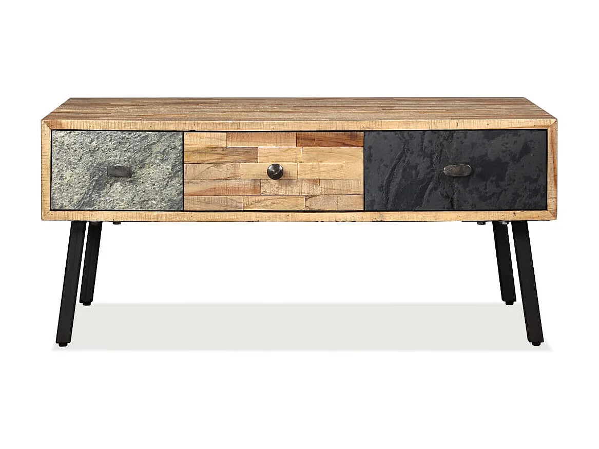 Couchtisch Beistelltisch Recyceltes Massivholz Teak 90 x 65 x 40 cm -MN42335