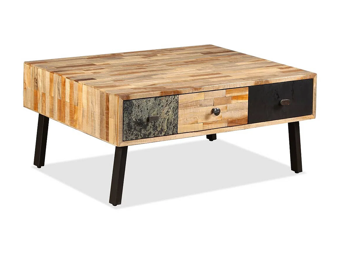 Couchtisch Beistelltisch Recyceltes Massivholz Teak 90 x 65 x 40 cm -MN42335