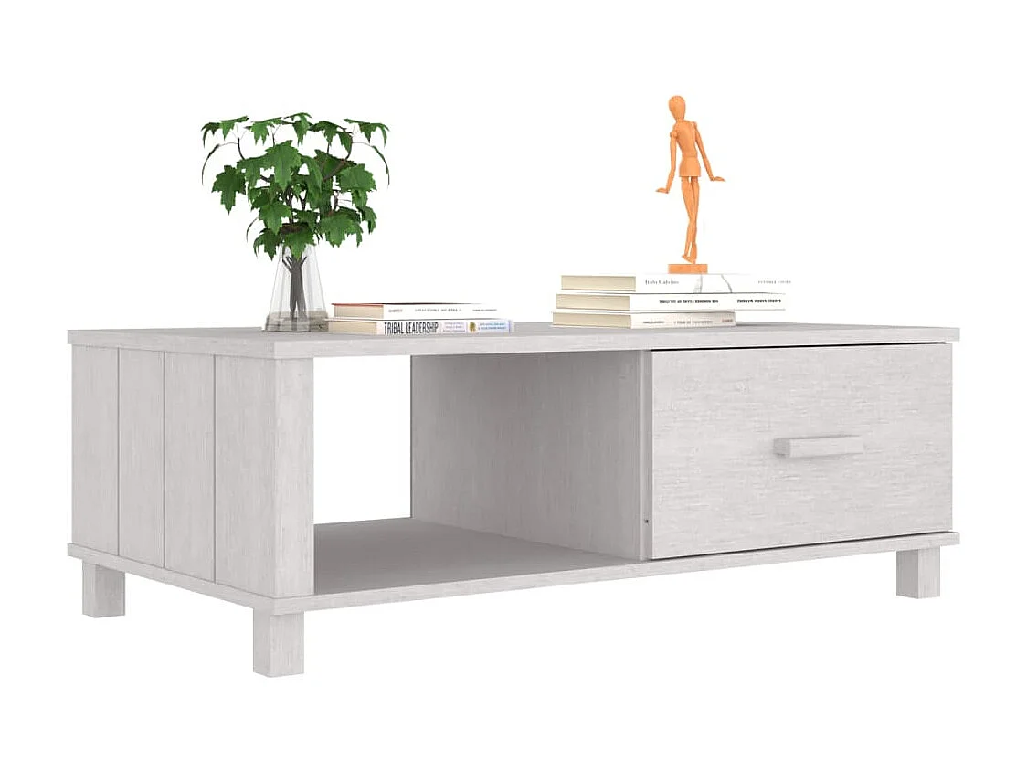 Couchtisch Beistelltisch HAMAR Weiß 100x55x35 cm Massivholz Kiefer -MN50974