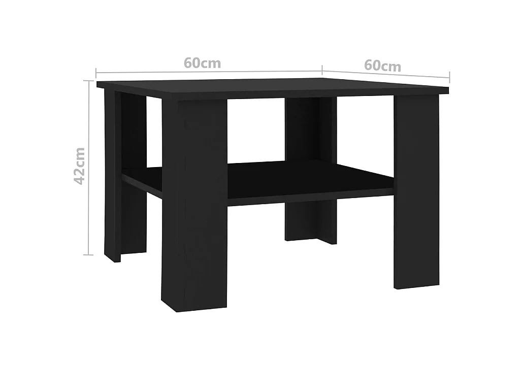 Couchtisch Beistelltisch Schwarz 60x60x42 cm Holzwerkstoff -MN53728