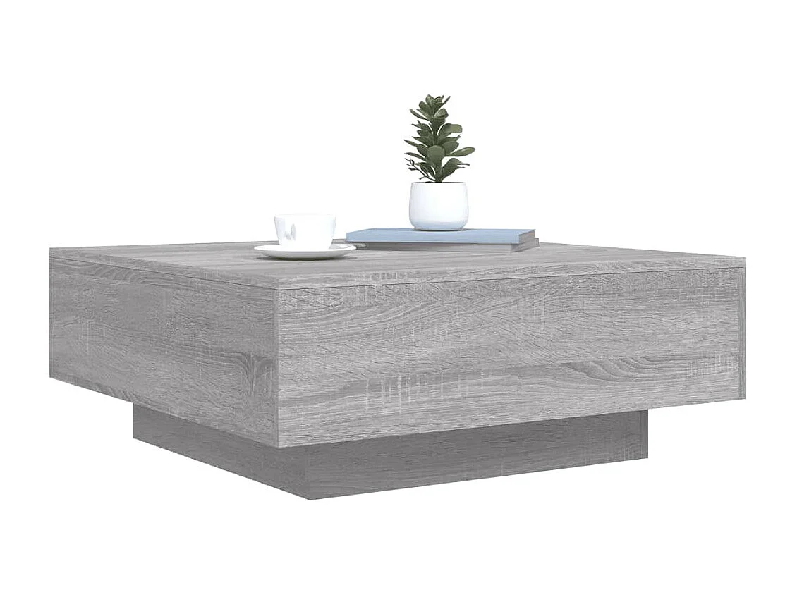 Couchtisch Beistelltisch mit LED-Leuchten Grau Sonoma 80x80x31 cm -MN81485