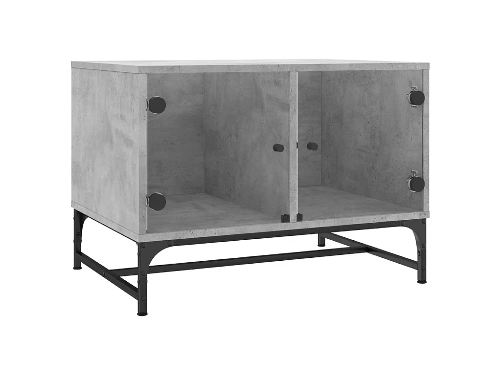 Couchtisch Beistelltisch mit Glastüren Betongrau 68,5x50x50 cm -MN89168